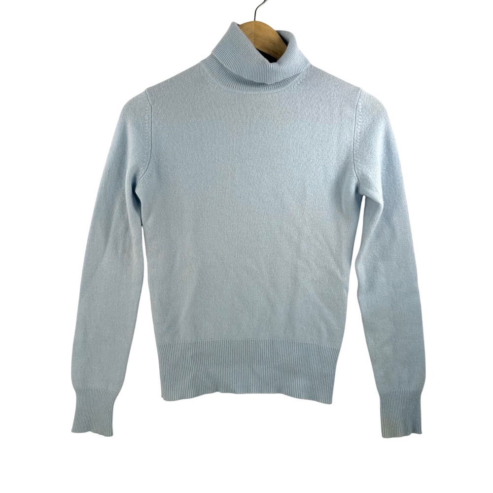 Lord & Taylor Turtleneck Sweater XS Blue Cashmere Soft quiet Luxury